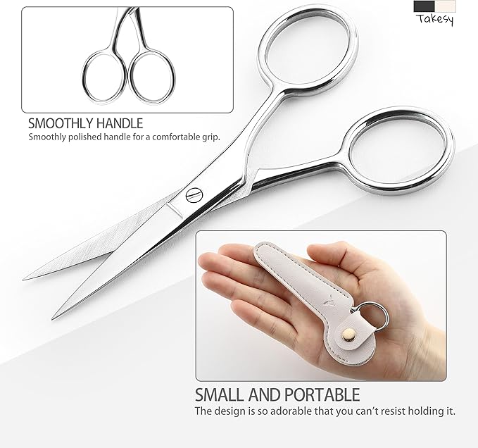 Women's Stainless Steel 4.0" Eyebrow Scissors - Small Beauty Trimmer for Brow & Eyelash and Facial Hair