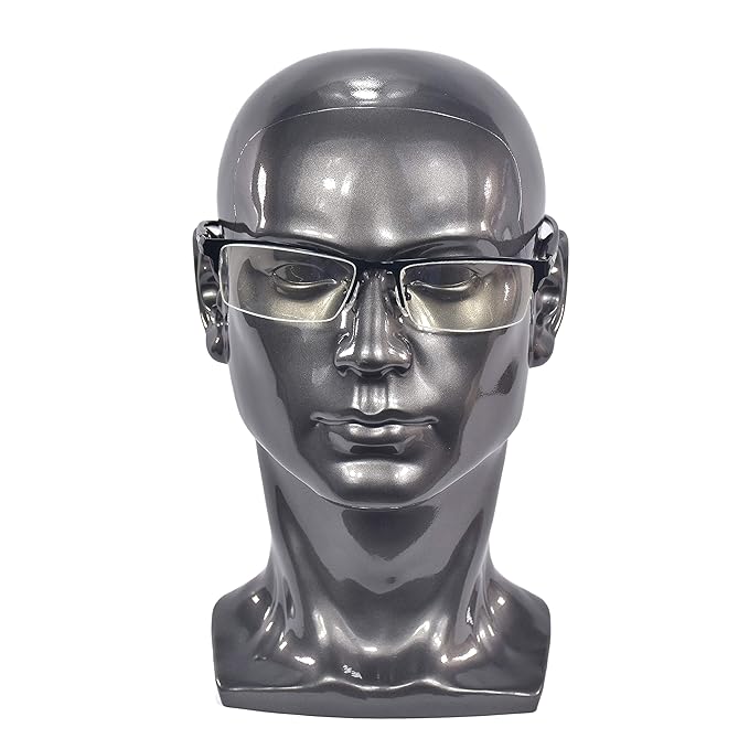 Ba Sha PVC Mannequin Head Black Male Manikin Dummy Stand Model Display Hat Scarf Wigs Hair Glasses Hat Beauty Styling Tool with Mount Hole L30HH