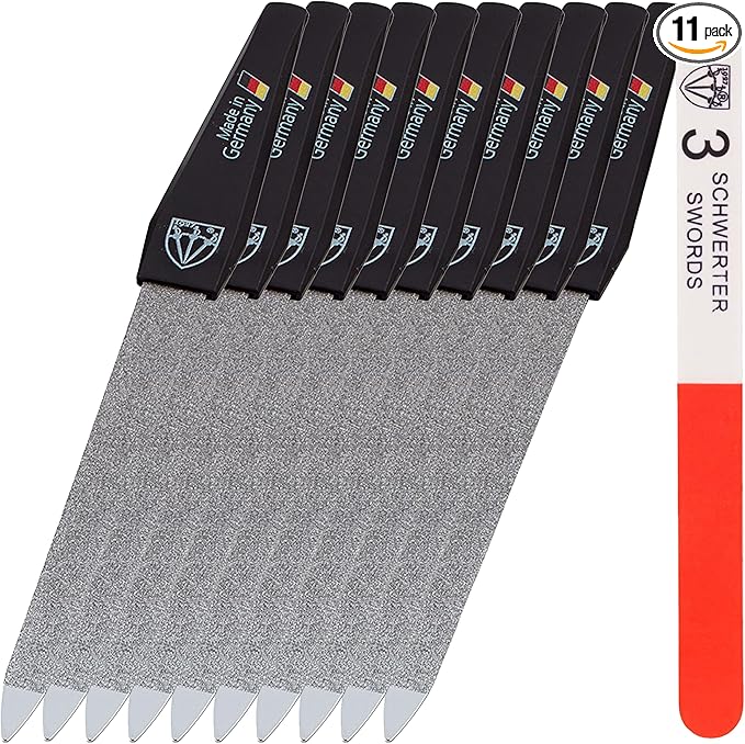 3 Swords Germany - Sapphire Metal Nail File Set 10 Pieces with 1 Piece 3-Way Nail Buffer – Nail Care Made in SOLINGEN/Germany
