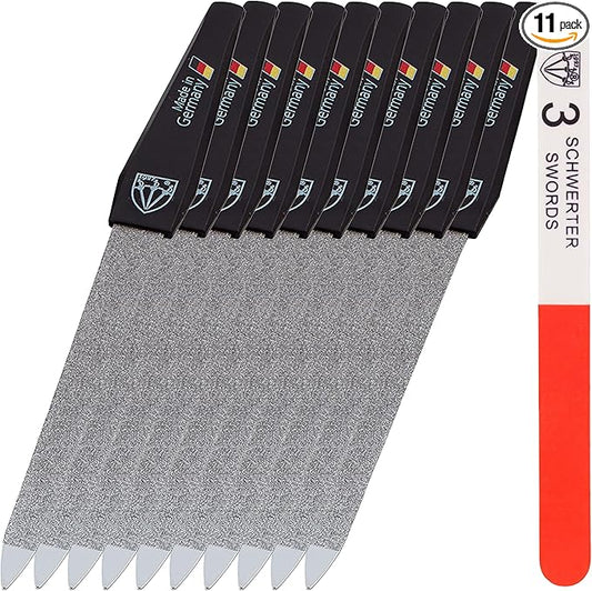 3 Swords Germany - Sapphire Metal Nail File Set 10 Pieces with 1 Piece 3-Way Nail Buffer – Nail Care Made in SOLINGEN/Germany