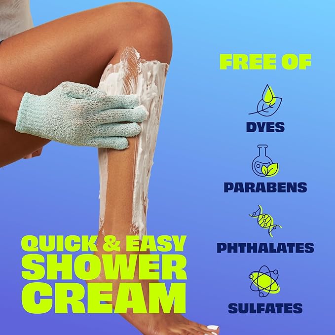 Nair Sensitive Formula Shower Cream, Quick and Easy Hair Removal Cream with Coconut Oil and Vitamin E for Body, 12 oz  