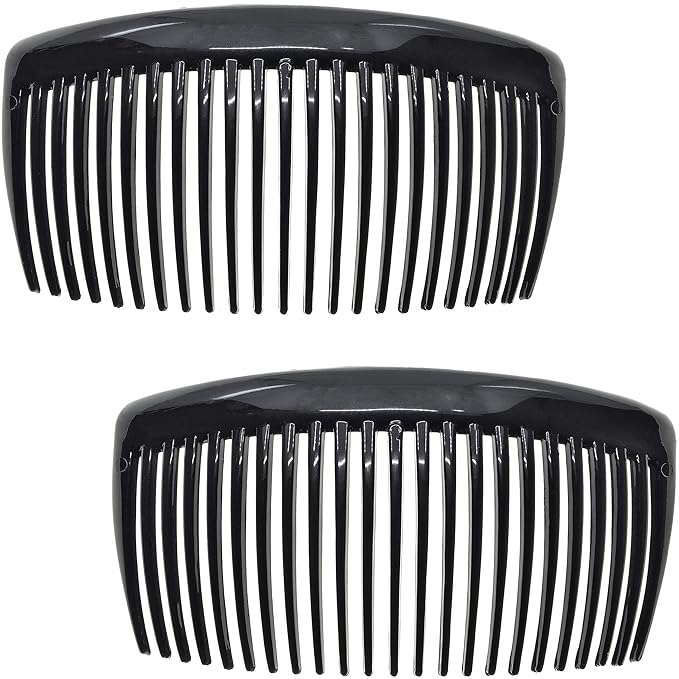 Camila Paris French Side Combs Large 4 Colors Each Curved French Twist Hair Combs Decorative, Strong Hold Hair Clips for Women Bun Chignon Up-Do, No Slip Styling Girls Hair Accessories, Made in France