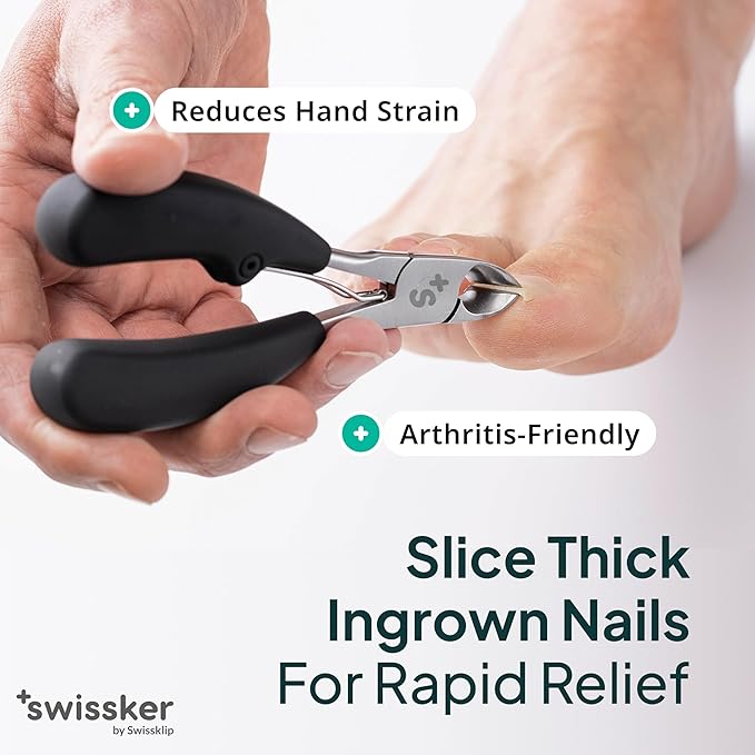 Swissker by Swissklip Heavy Duty Toenail Clippers for Men and Women – Professional Ergonomic Large Toe Nail Cutter & Trimmer for Thick Nails Seniors, Long Handle Toe Nail Clipper – 3 Pack