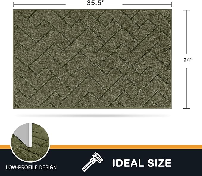 PURRUGS Dirt Trapping Door Mat 24" x 35.5", Non-Slip Machine Washable Entry Rug, Dog Doormat, Indoor Front Door Mat, Super Absorbent Entryway Rug for Muddy Shoes & Paws, Sage Green