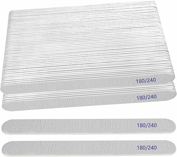 Nail File (100 Packs), Emery Boards for Nails 180/240 Grit Nail Files for Natural Nails Wood Double Sided Emory Fingernail Files Professional Reusable Manicure Pedicure limas para uñas