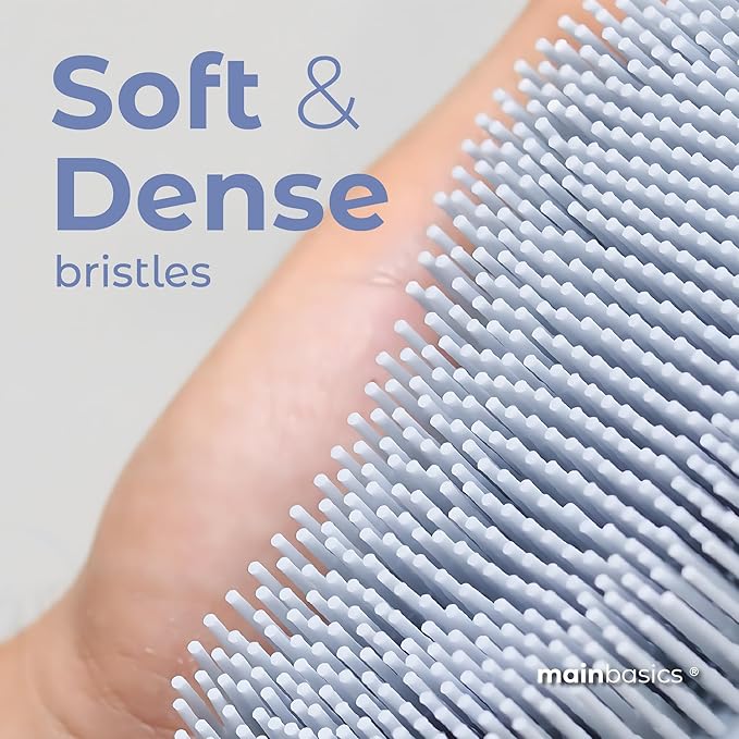 MainBasics Silicone Body Scrubber Dual-Sided Shower Loofah and Scalp Scrubber (Frosted Sky, Scalp)