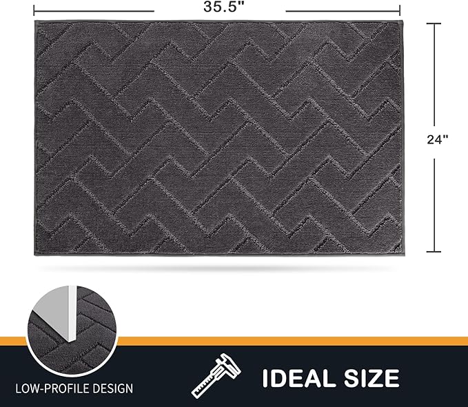 PURRUGS Dirt Trapping Door Mat 24" x 35.5", Non-Slip Machine Washable Entry Rug, Dog Doormat, Indoor Front Door Mat, Super Absorbent Entryway Rug for Muddy Shoes & Paws, Charcoal