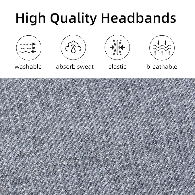 TERSE Headbands for Women Wide Non Slip Hairbands for Women's hair Soft Elastic Thick Head Bands Fashion Workout Yoga Hair Accessories, 6 Pack