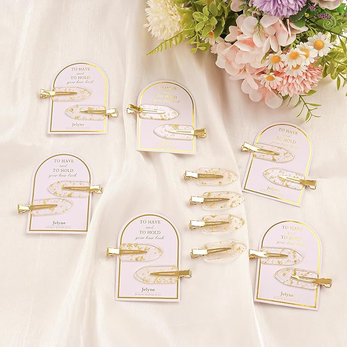 16PCS No Bend Hair Clips and Glitter Gold Bangs Clips - Makeup Ready Hair Setting Kit with Bridesmaid Proposal Gift