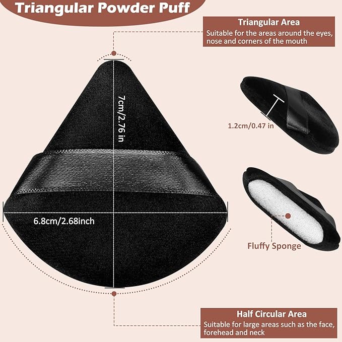 Colovis 48 PCS Powder Puff, Face Soft Makeup Sponge, Velour Triangle Powder Puff for Foundation, Makeup Puff Setting Makeup for Loose Powder, Beauty Tools(Black)