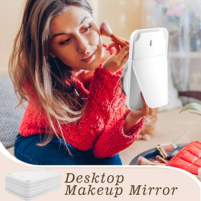 24 Pack Desktop Makeup Mirror Bulk 90° Adjustable Portable 8" Vanity Table Mirror with Stand, Folding Travel for Makeup Party Spa Party, Women, Cosmetics Personal Beauty (White)