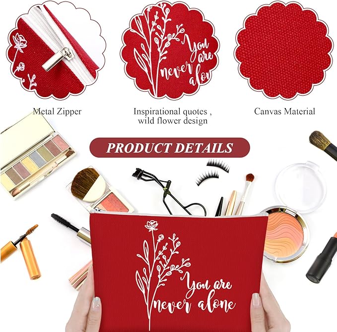 Coume 10 Pcs Valentines Canvas Makeup Bags Bulk, Inspirational Quotes Cosmetic Zipper Encouragement Travel Pouch Toiletry Bag Women Teacher Friend Birthday Gift(Joyous Color,Aesthetic)