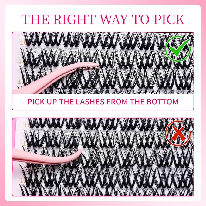 Flora Lash Clusters Hybrid Volume Wispy Cluster Lashes WideSpan DIY Eyelash Extension Cat Eye Lashes Individual Eyelash Clusters Invisible Lash Band(Flora,8-18mm)