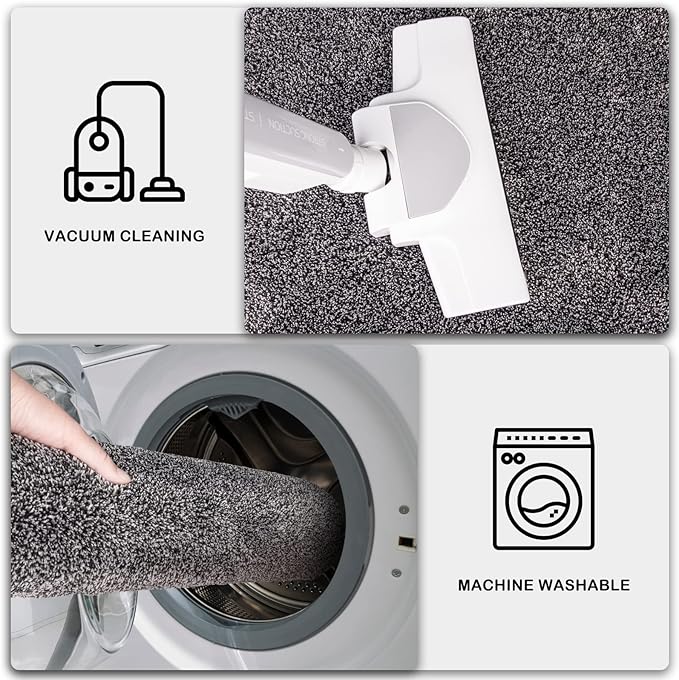PURRUGS Dirt Trapping Door Mat 48" x 48", Non-Slip Machine Washable Entryway Rug, Dog Doormat, Indoor Front Door Mat, Super Absorbent Entry Rug for Muddy Shoes & Paws, Light Grey-Dark Grey
