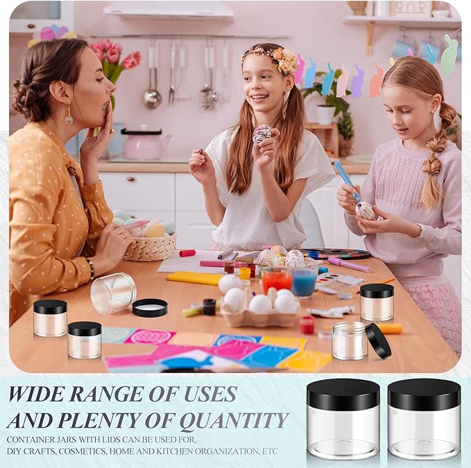 SATINIOR 6 Pack 32 oz Plastic Jars Containers with Lids Wide-mouth Refillable Leakproof Reusable Round Empty Jars for Travel Cosmetic Dry Food Spice Cookie Candy Home Kitchen Organizing(Black)