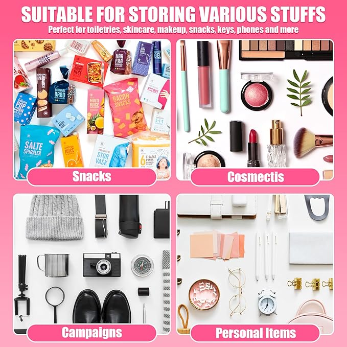 2 Pcs Stuff Bag Cosmetic Makeup Bag with Chenille Letter Patch, Clear Pouch PVC Organizer Purse, Waterproof Travel Bag, Portable Toiletry Storage Bag for Her Girls Friends Women