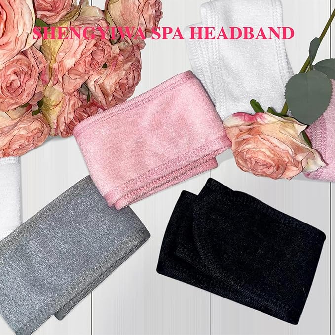 80 Pack Adjustable Spa Headband for Women Non-Slip Facial Hair Wrap for Washing Face, Makeup, Shower, Skincare, and Yoga (Grey, 80)