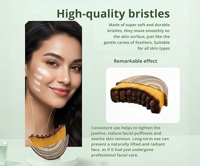 2PCS Lymphatic Contour Face Brush, Ergonomically Designed to Fit The Skin Precisely and Relieve Fatigue, Facial Massage Brush for Drainage & Sculpting- Anti-Puffiness, Detox & Lift, Dry Brushing Face