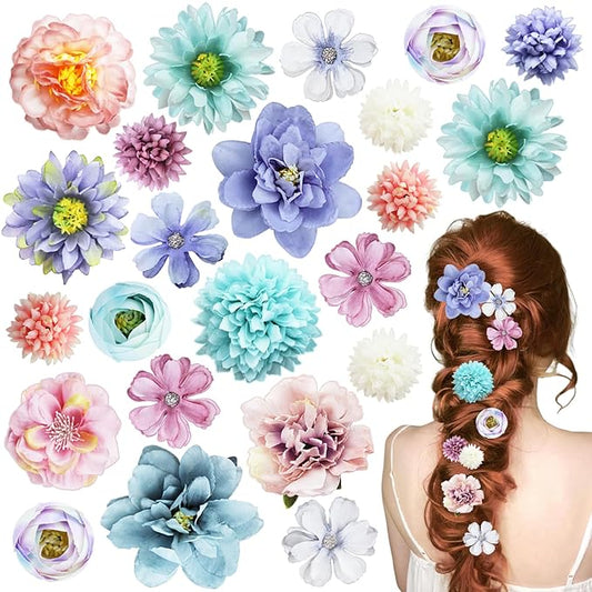 23 PCS Flower Hair Clip for Women Pink Purple Floral Hair Barrettes for Girls Rose Bride Barre Hair Accessories for Wedding