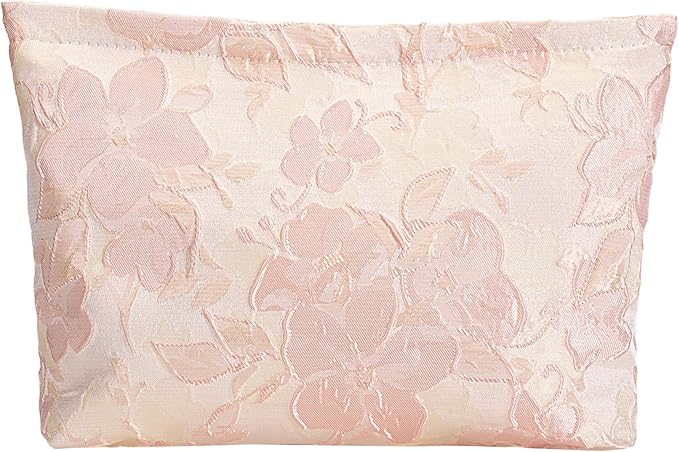 D Embossed Floral Makeup Bag - Large Capacity Pink Textured Cosmetic Organizer | Travel Toiletry Pouch for Women (Elegant Flower Pattern, Durable Fabric)