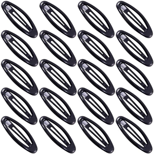 20PCS Oval Metal Snap Clips for Women No Slip Small Barrettes for Thin Fine Hair,Black
