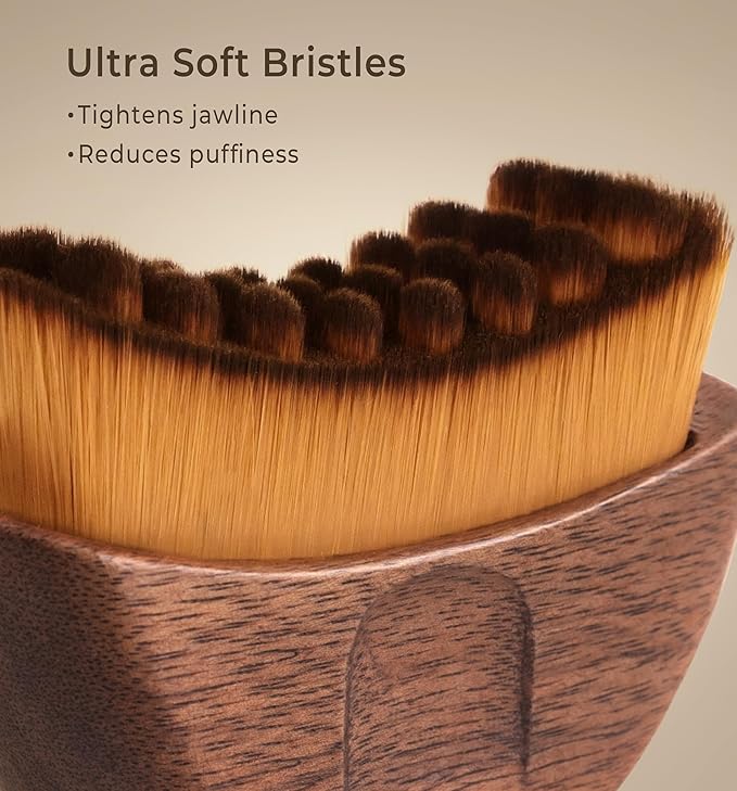 Lymphatic Contour Face Brush - Wooden Handle Lymphatic Drainage Face Sculpting Brushes - Facial Dry Gua Sha Brush Massager Tool- Contour Lift Glow Lymph Drainage Brushes for Face Neck Double Chin