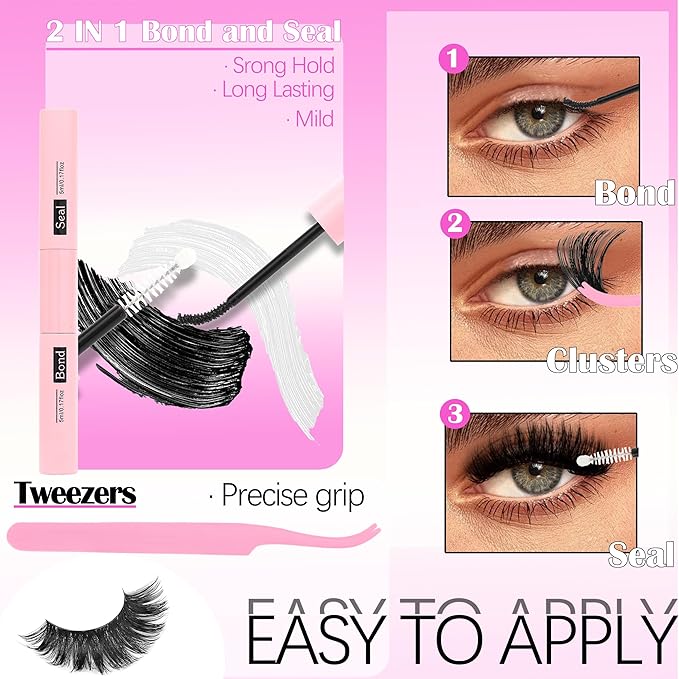 YIDUO Lash Clusters Kit 1021Pcs Volume Clusters Lashes Extensions with 2X Bond and Seal cat eye 50D/60D/80D + Manga 100D/150D Spikes Eyelash Cluster Kit 10-18mm Wispy Individual Lash DIY at Home