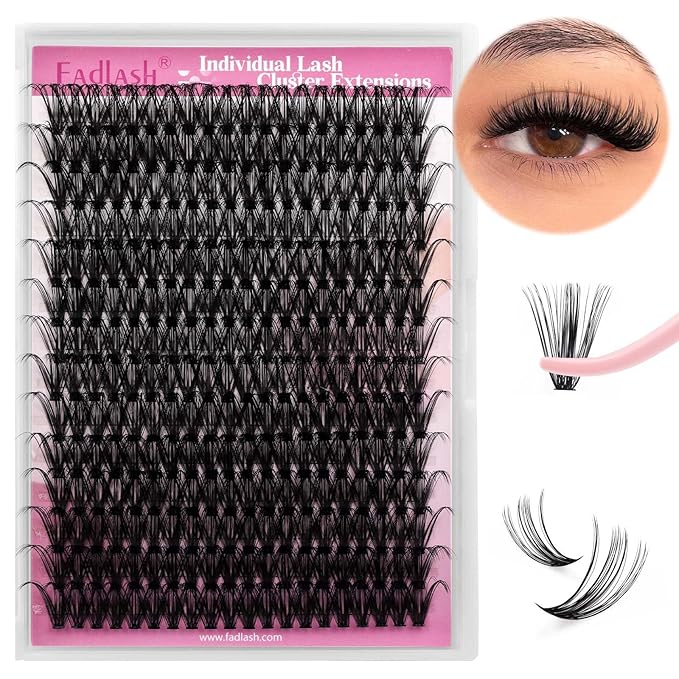 Individual Lashes 17mm Cluster Lashes Large Tray DIY Lash Extension D Curl Lash Clusters Soft Individual Lash Extensions Eyelash Clusters Wispy Cluster Eyelash Extensions (40D-0.07D, 17mm)