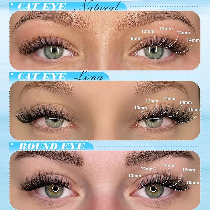 Pawotence Lash Clusters Kit Wispy Lash Extension Kit 8-16mm Natural Cluster Eyelash Extension Kit Individual Lashes 154pcs Eyelash Clusters with Lash Bond and Seal, Lash Tweezers for Self Use