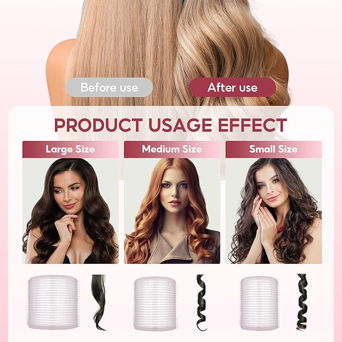 HYOUJIN 18pc Self-Grip Ceramic Ionic Thermal Hair Rollers,Hair Rollers for Salon Quality Hair Blowout Look for Long or Short Hair,Roller Set Perfect for Sleeping In(White)(60mm,48mm,36mm)