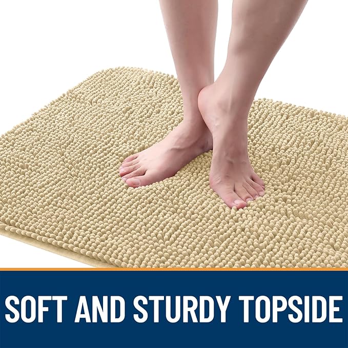 OLANLY Dog Door Mat for Muddy Paws 48x30, Absorbs Moisture and Dirt, Absorbent Non-Slip Washable Doormat, Quick Dry Chenille Mud Mat for Dogs, Entry Indoor Entryway Carpet for Inside Floor, Sand
