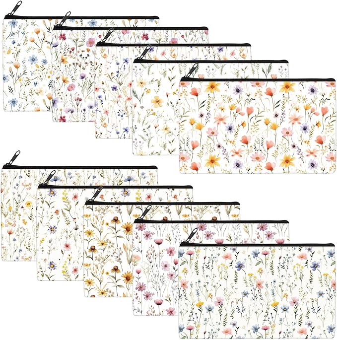 Reginary 20 Pcs Floral Prints Makeup Bag for Women Bulk Spring Floral Gifts for Women Toiletry Zipper Makeup Bags Appreciation Gifts Cosmetic Pouch Reusable Multipurpose Organizer, 7 x 4.3 Inches