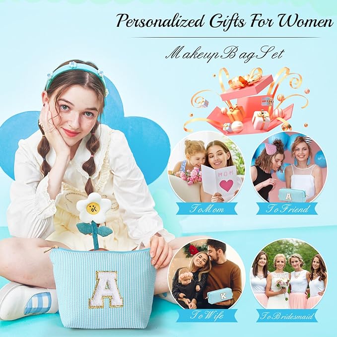 YOOLIFE Cute Cosmetic Bag Travel Bag - Makeup Bag Large Makeup Bag Make Up Bag Travel Cosmetic Bag Travel Size Toiletries Personalized Daughter Gifts Sister Gifts for Women Her Birthday Gift T
