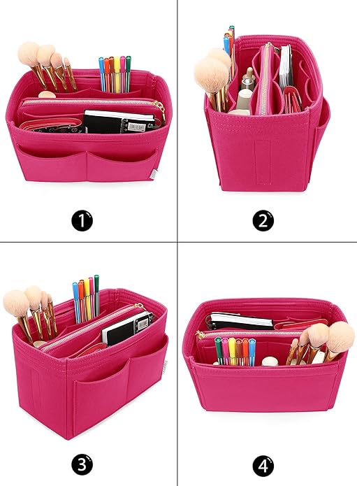 LEXSION Felt Purse Bag Organizer Insert with zipper Bag Tote Shaper Fit Speedy Neverful PM MM