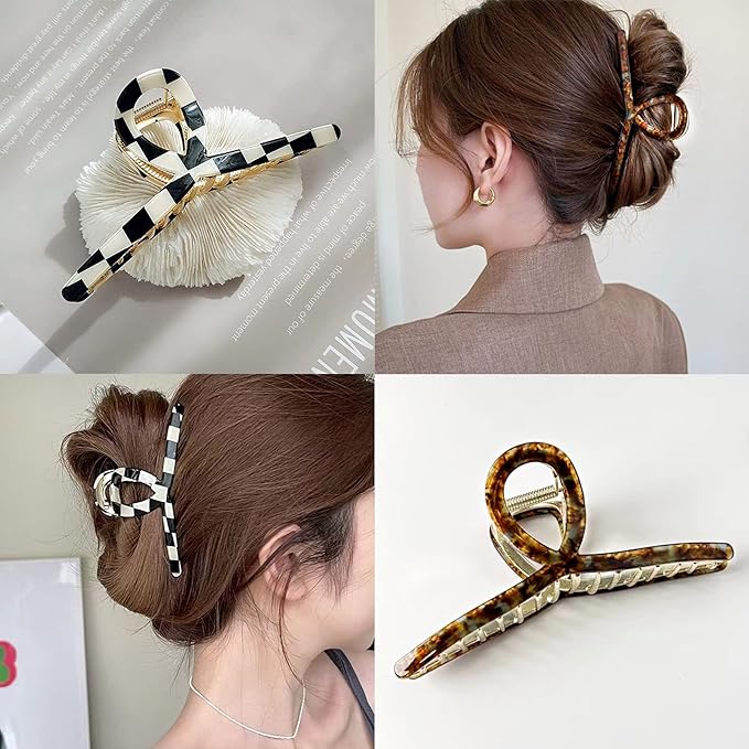 Big Butterfly Hair Claw Clips - Acetate & Metal 4.7" Large Hair Accessories for Women & Girls - 3 Pcs