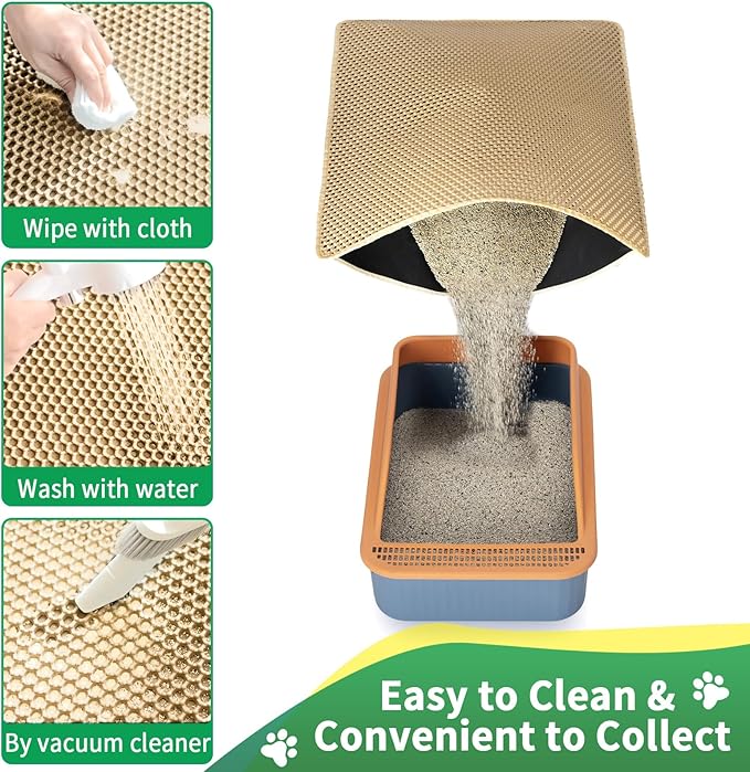 GRELY XL 47 x 28 Extra Large Double Layer Cat Litter Mat, Kitty Box Mat, Waterproof Urine Proof Non-Slip Cats Rug for Pet,Litter Trapping Mat