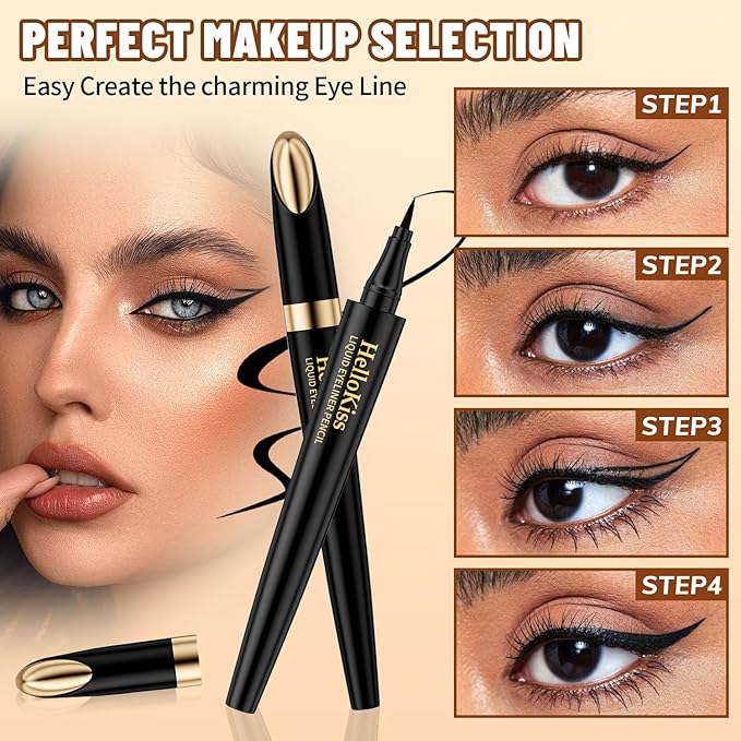 QIC Liquid Eyeliner,Waterproof Liquid Eye Liner, Long-Wearing,Smudge-Proof， Ultra-Smooth, Eyeliner Pen, Vegan Formula,Ultra-Fine Nib