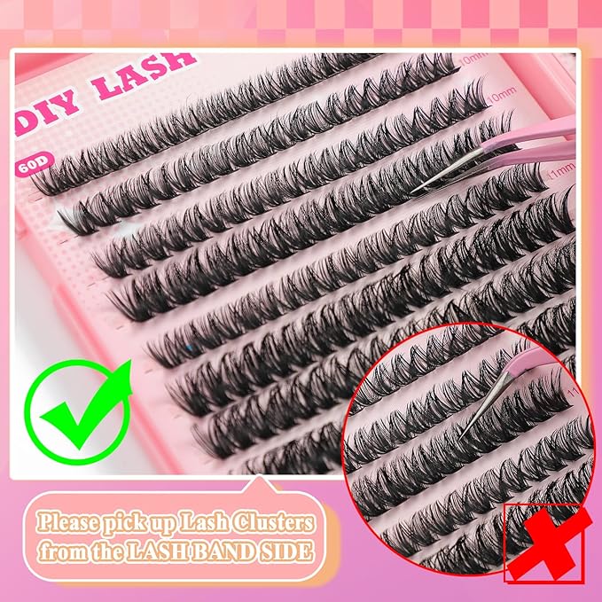 Lash Clusters Kit, 560 Pcs Eyelashes Clusters Kit 9-16mm Individual Lash Extension Kit D Curl Fluffy Wispy False Eyelashes (30D+40D+50D+40D Colored, Lash Clusters Kit)