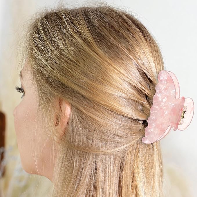 8 Pcs Large Acrylic Hair Claw Clips for Women Non-slip Strong Hold Jaw Clamps for Thick Thin Hair(French,Saturated Color)