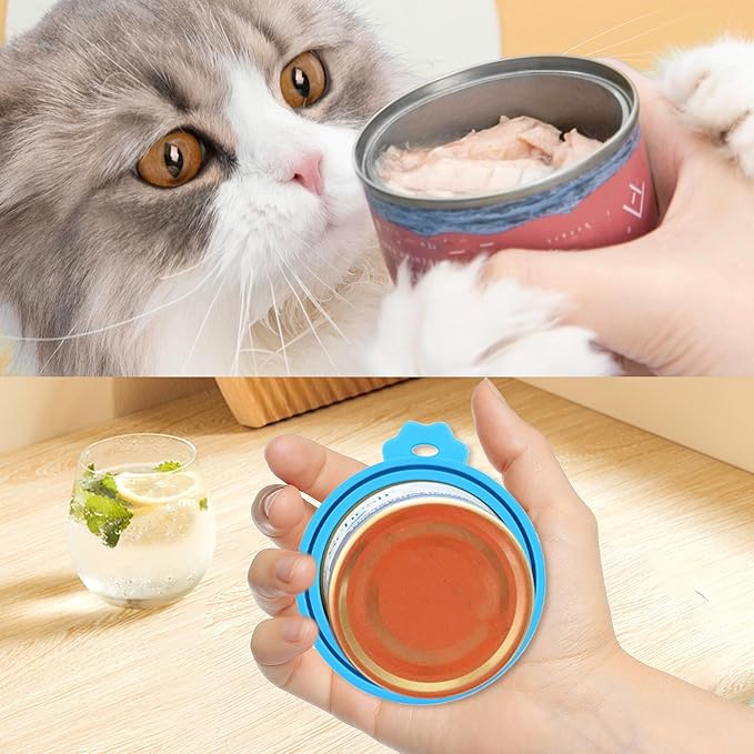 2 Pack Pet Food Can Covers, Silicone Universal Can Lids for Dog & Cat Food, BPA Free, One Fit Most Standard Size Food Cans Blue/Dark Green