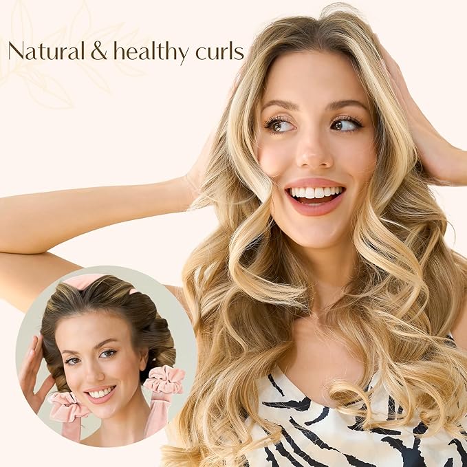 Yanibest Heatless Hair Curler, No Heat Hair Curlers to Sleep in, Overnight Satin Heatless Curling Set with Hair Scrunchies Clip, for All Hair types