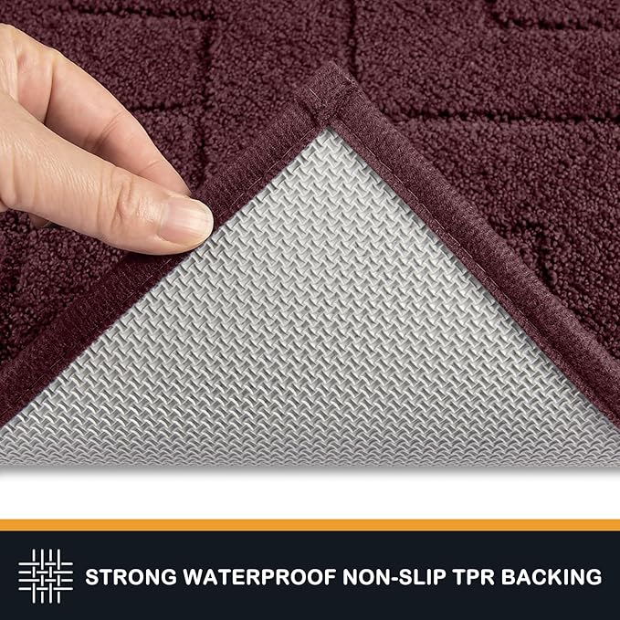 PURRUGS Dirt Trapping Door Mat 32" x 70", Non-Slip Machine Washable Entry Rug, Dog Doormat, Indoor Front Door Mat, Super Absorbent Entryway Rug for Muddy Shoes & Paws, Burgundy Red