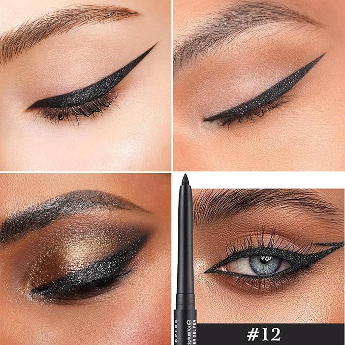 Quick-Drying Smooth-Glide Cream Eyeliner Set, 12 Versatile Shades Available, Waterproof Smudge-Proof Long-Lasting, Beginner-Approved, Safe for Sensitive Eyes & All Skin Types #12