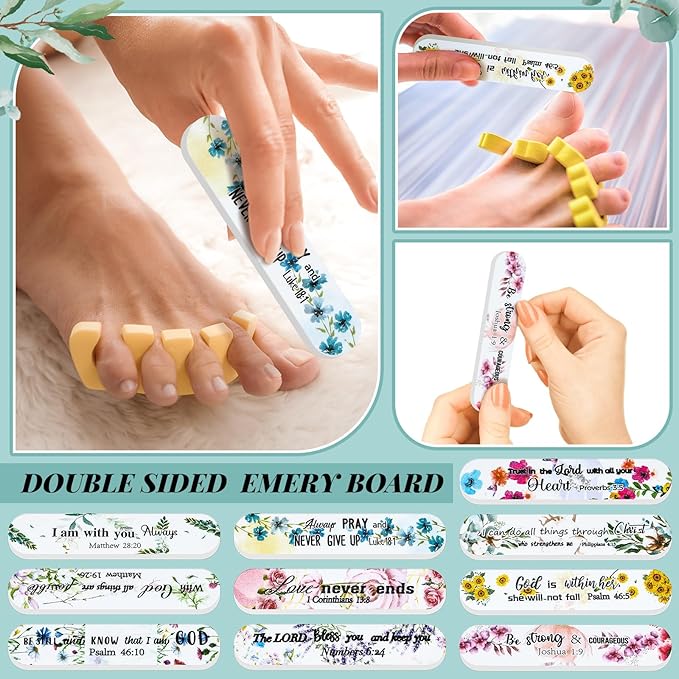 50 Pack Christian Gifts for Women Scripture Mini Nail Files Christian Party Favors Bible Verse Emery Boards Religious Small Gifts for Teacher Mother Employee Staff Coworkers Office Supplies