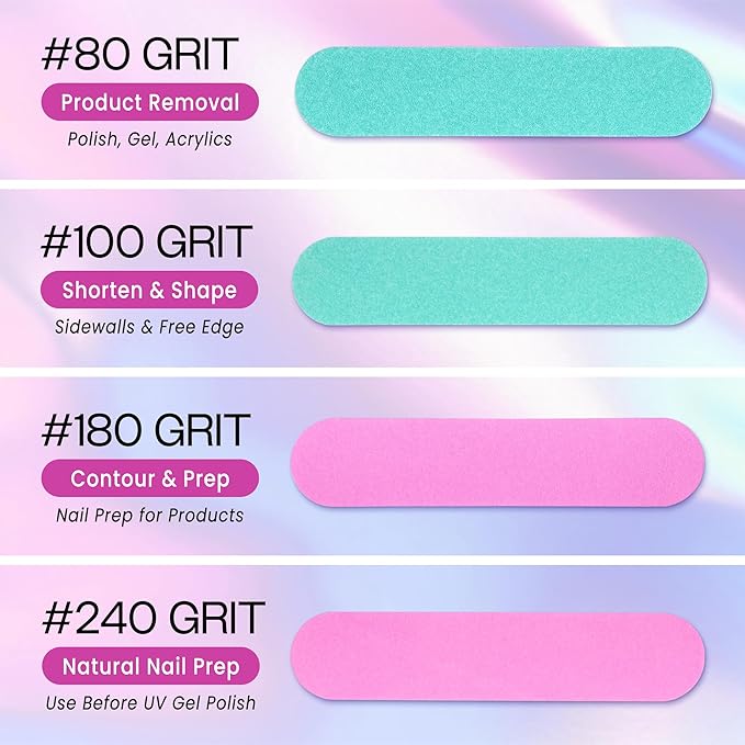 25PCS Mini Size PANA Professional Double Sided Nail Files - Pink&Teal, 180/240 Grit - Emery Board Nail Buffering File Manicure Pedicure Nail Polisher Washable