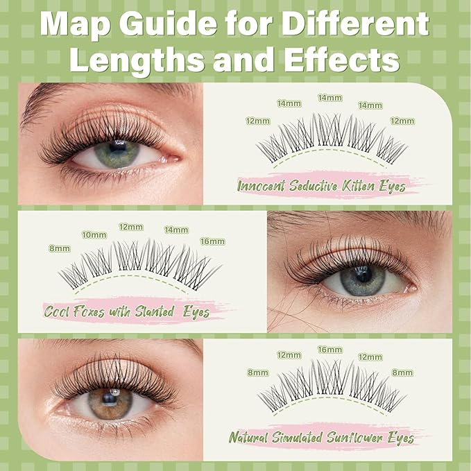 KEYYOU Venus Lash Clusters C Curl Fairy Lash Extension Eyelash Extension Wispy Natural Invisible Band Lash with Waterproof DIY Lash Extension at Home(Venus-C-10MM)