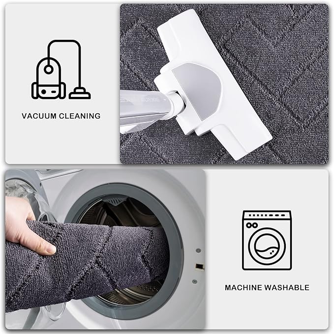 PURRUGS Dirt Trapping Door Mat 48" x 48", Non-Slip Machine Washable Entry Rug, Dog Doormat, Indoor Front Door Mat, Super Absorbent Entryway Rug for Muddy Shoes & Paws, Grey
