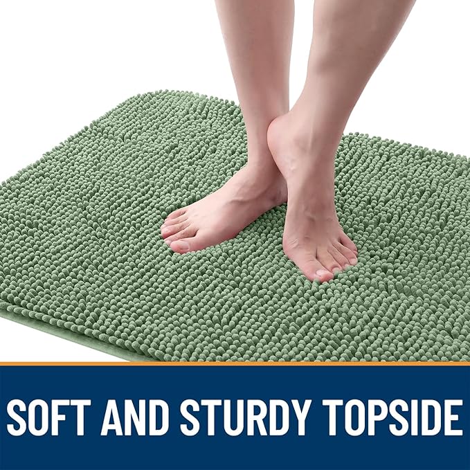 OLANLY Dog Door Mat for Muddy Paws 32x20, Absorbs Moisture and Dirt, Absorbent Non-Slip Washable Doormat, Quick Dry Chenille Mud Mat, Entry Indoor Entryway Carpet for Inside Floor, Olive Green