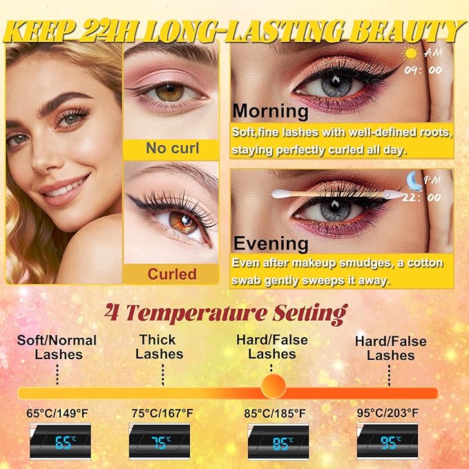 Heated Eyelash Curler - Eyelash Curlers Heated 4 Temperature Modes| Rechargeable Electric Eyelash Curler Pro| Heated Lash Curler for Women Heat up in 8s Anti-Burn Design (Black-3)