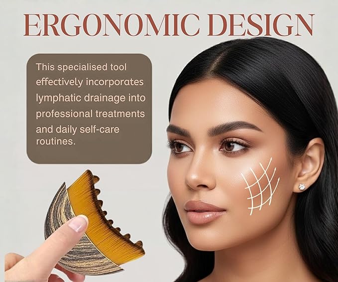 2PCS Lymphatic Contour Face Brush, Ergonomically Designed to Fit The Skin Precisely and Relieve Fatigue, Facial Massage Brush for Drainage & Sculpting- Anti-Puffiness, Detox & Lift, Dry Brushing Face